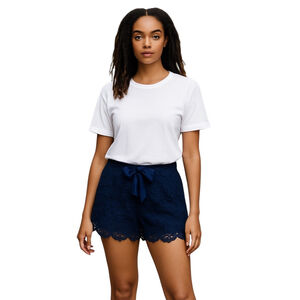 HeartSoul Lace Shorts Womens M Blue Crochet Boho Beachwear Summer Casual NWOT